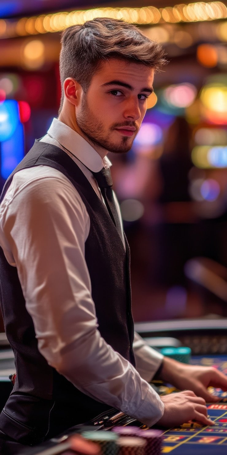 Dealer profesional di studio live casino gurita 168
